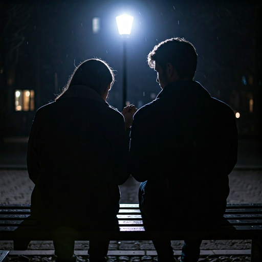 Silhouettes of Love in the Rain