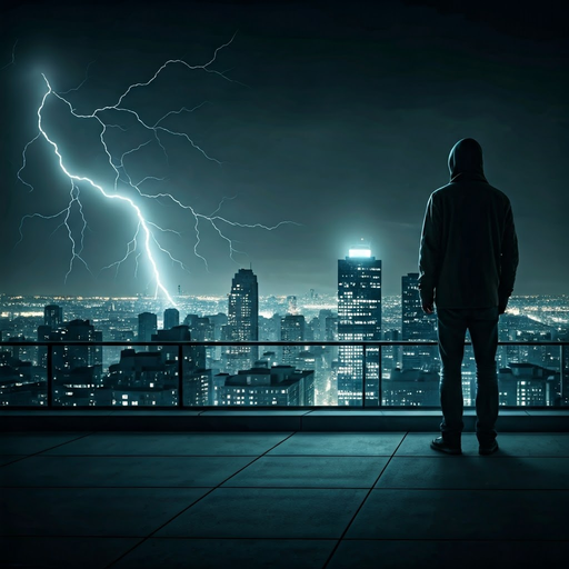 A Lone Figure, A City, and a Bolt of Lightning