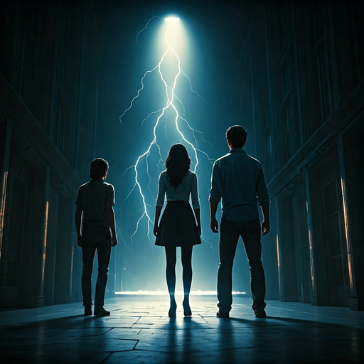 Silhouettes of Fate: Lightning Strikes a Night of Suspense