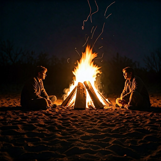 Silhouettes and Flames: A Cozy Night by the Fire