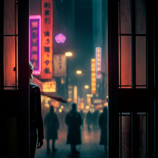 Lost in the Neon Glow: A Moment of Solitude in the City