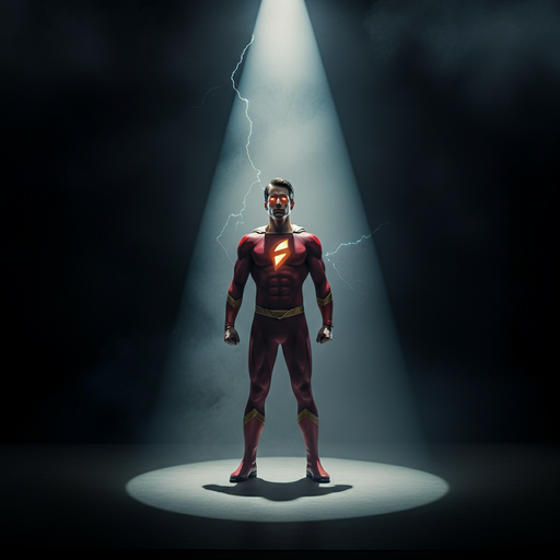 Superhero in the Spotlight: A Dramatic Portrait of Power