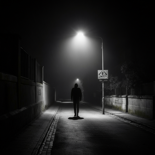 Lost in the Fog: A Solitary Figure Walks into the Night