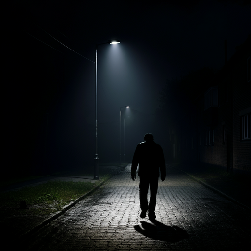 Lost in the Fog: A Solitary Figure Walks Through the Night