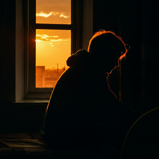 Silhouetted in Solitude: A Moment of Melancholy at Sunset