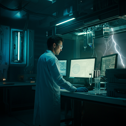 Lightning Strikes Futuristic Lab, Scientist Races Against Time