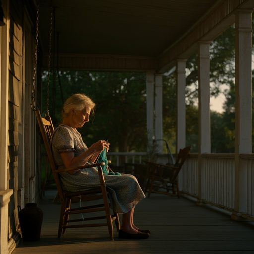 Golden Hour Serenity: A Moment of Reflection on the Porch Swing