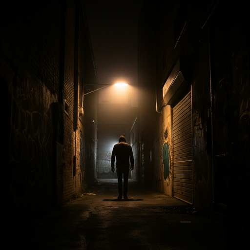 Lost in the Shadows: A Figure Disappears into the Fog