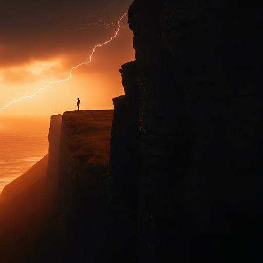 A Solitary Figure Faces the Storm