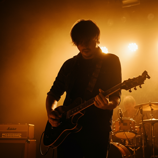 Silhouetted Guitarist Captures the Intensity of the Performance