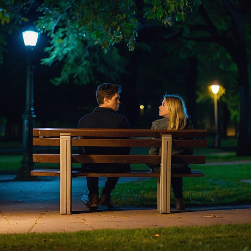 A Moment of Quiet Intimacy Under the Streetlights