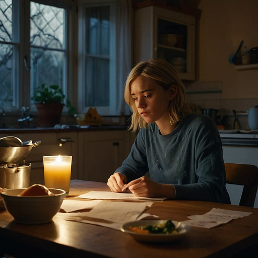 Lost in Thought: A Moment of Melancholy in a Rustic Kitchen