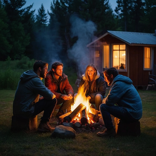 Campfire Camaraderie: Friends Gather Under the Stars