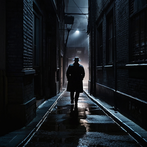 Shadowy Figure in a Noir Alleyway