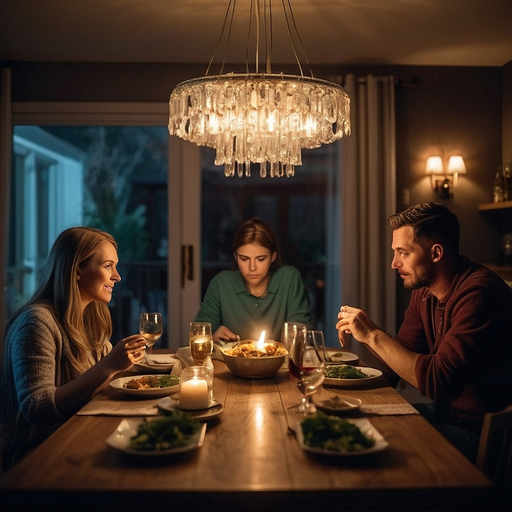 A Family Dinner Bathed in Warm Light