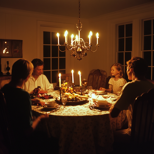 Candlelit Intimacy: A Family’s Shared Meal