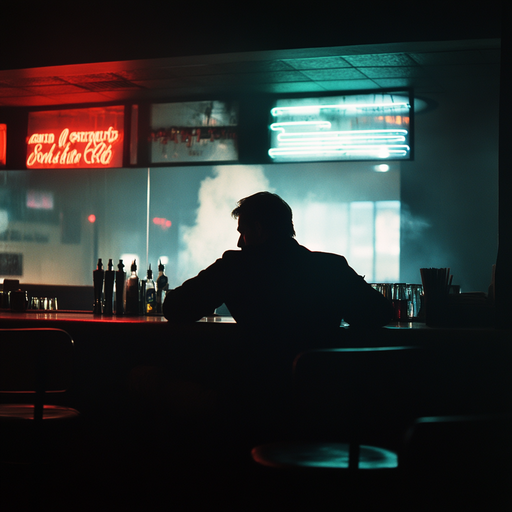 Lost in the Neon Haze: A Silhouette of Solitude