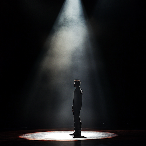 Silhouetted in the Spotlight: A Moment of Introspection