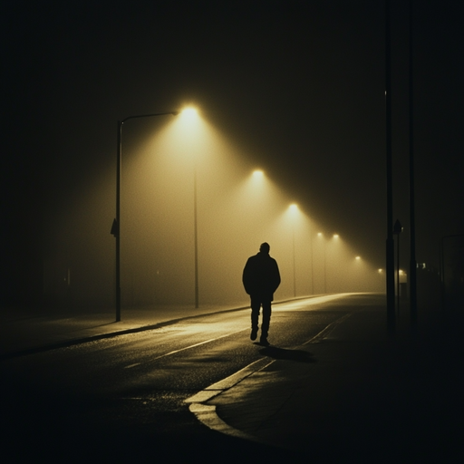 Lost in the Mist: A Solitary Figure Walks a Lonely Path