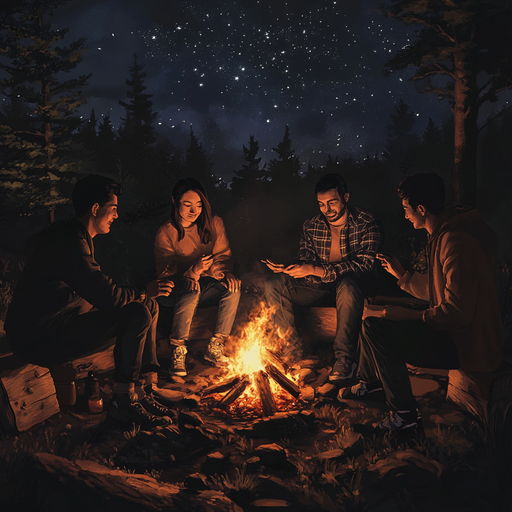 Campfire Tales Under a Starry Sky