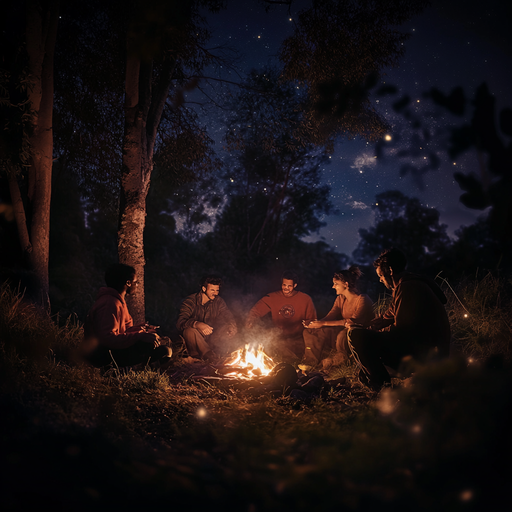 Campfire Under a Starry Sky: Cozy Friendships and Adventure Await