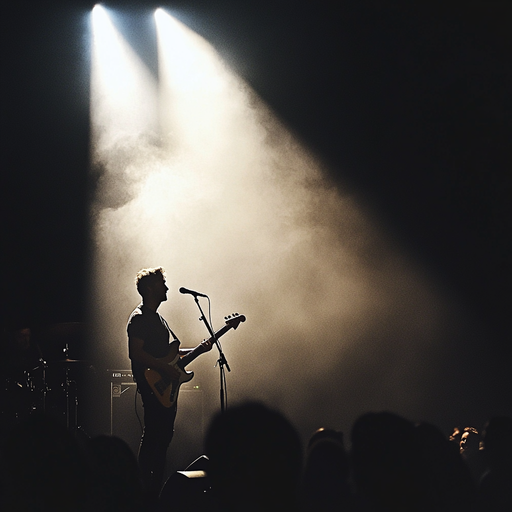 Silhouetted Guitarist Captures the Stage in a Dramatic Performance