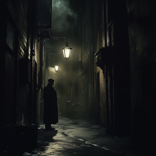 Lost in the Fog: A Figure Stands Alone in a Mysterious Alley