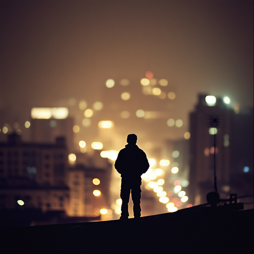 Silhouette of Solitude: A Cityscape of Melancholy