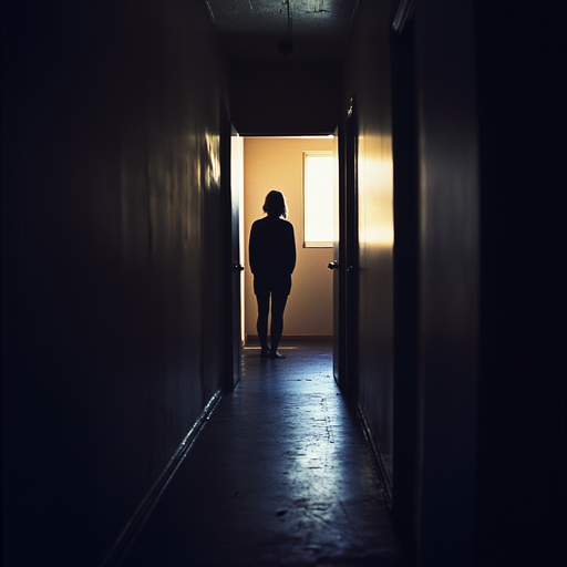 Silhouette of Hope in a Mysterious Hallway