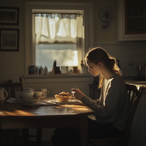 A Moment of Solitude: Light and Shadow in the Kitchen