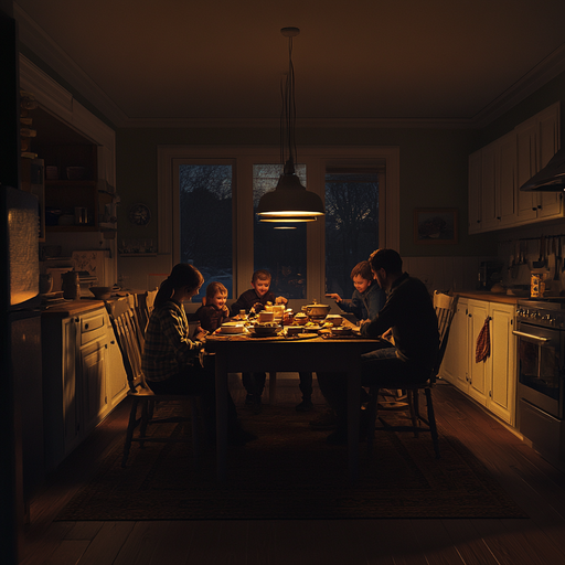 Intimate Family Dinner Under a Warm Glow