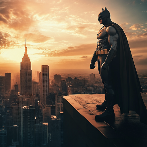 Batman’s Silhouette: A Hero Against the Setting Sun