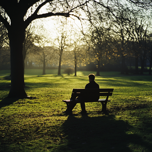 Silhouettes of Solitude: A Sunset Moment in the Park