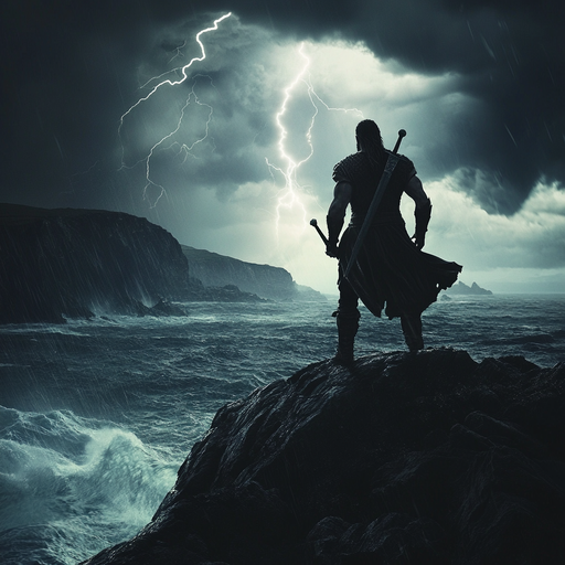 Silhouetted Against the Storm: A Warrior’s Stand