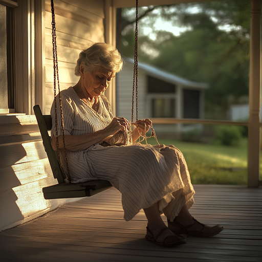 Golden Hour Serenity: A Moment of Peace on the Porch Swing