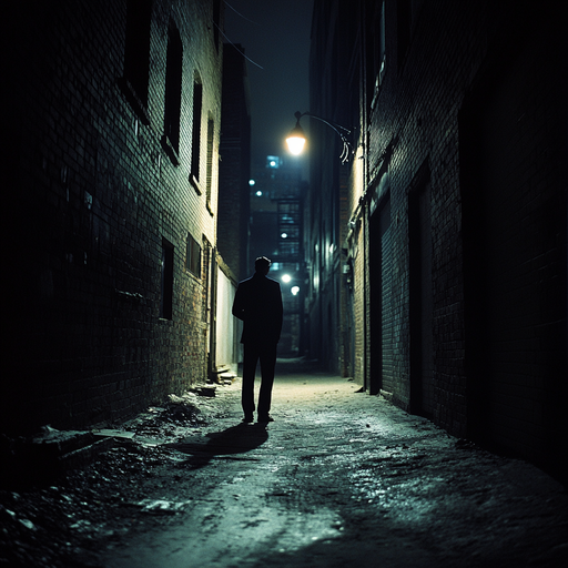 Shadows and Secrets: A Lone Figure Walks into the Night