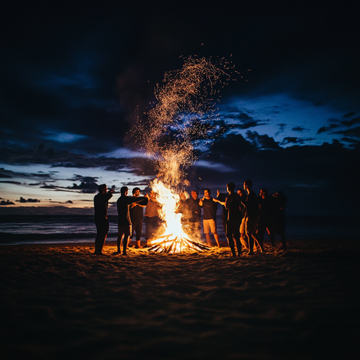 Bonfire Night on the Beach: A Serene Gathering Under the Stars