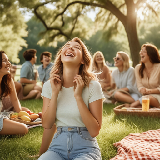 Contagious Laughter and Warm Sunlight: A Perfect Picnic Moment