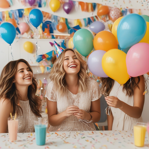 Birthday Bliss: Two Friends Celebrate with Laughter and Balloons