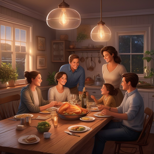 Warmth and Togetherness: A Family Feast Under the Sunset Glow