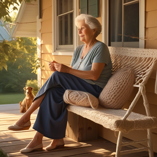 Golden Hour Serenity: A Woman Finds Peace on Her Porch