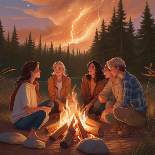 Campfire Tales Under a Dramatic Sky