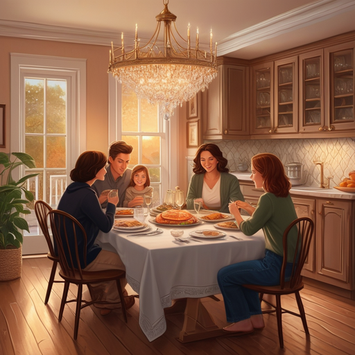 Warmth and Togetherness: A Family Meal in a Cozy Kitchen