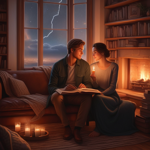 A Stormy Night’s Romance: A Cozy Scene of Intimacy and Drama