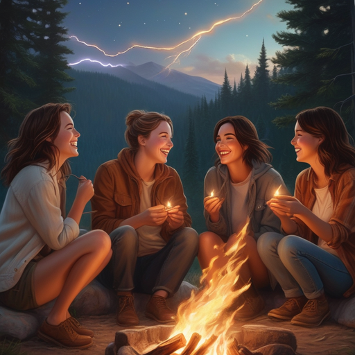 Campfire Tales Under a Lightning Storm