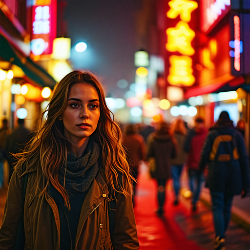 Lost in the Neon Glow: A Moment of Solitude in the City