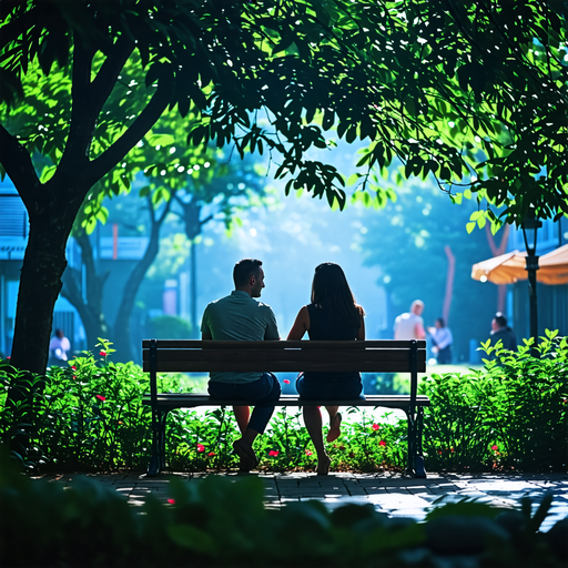 Silhouettes of Love in a Tranquil Park