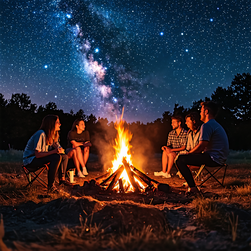 Campfire Tales Under a Starry Sky