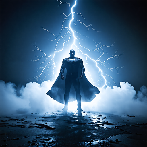 Superhero Stands Tall Against the Storm