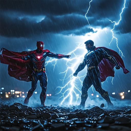 Clash of Titans: Superheroes Face Off in a Stormy Showdown